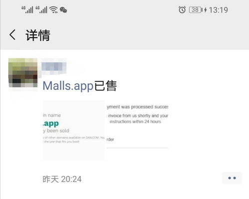 malls.app域名以14.4万元的价格被美国买家收购并启用